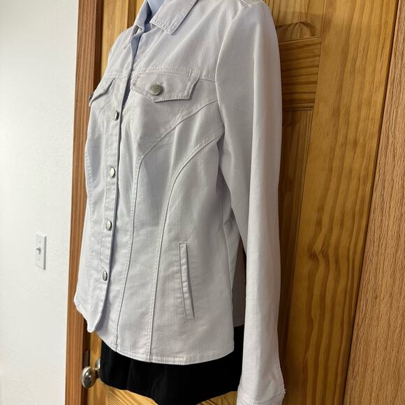 NWOT, Cb Established 1962 Women’s Sz M White Denim w/Pockets Button Down Jacket - Picture 12 of 16
